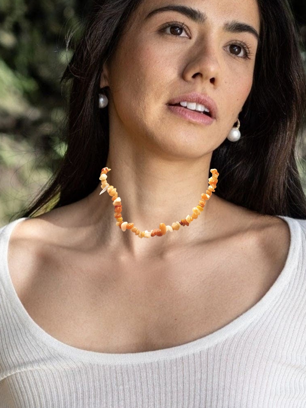 Handmade Orange Carnelian Chip Choker NWOT